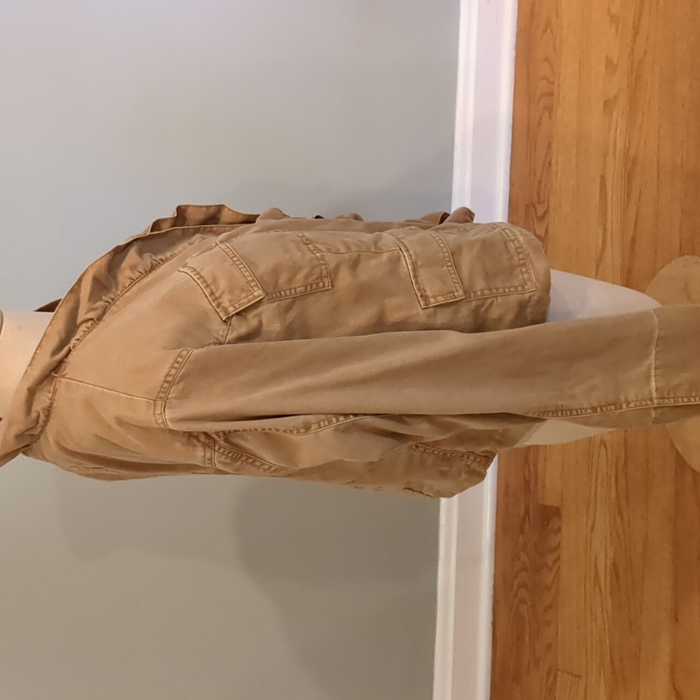 Free People Ruffled Military Jacket Tan Size Large 100% Cotton - Picture 5 of 16